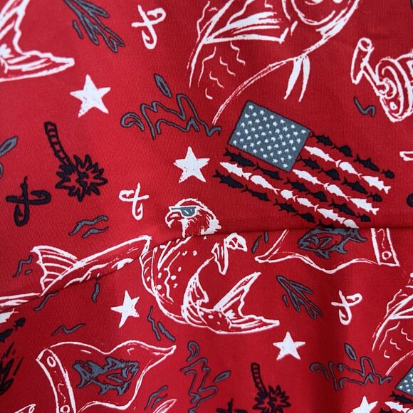 Columbia PFG Midway Bay Red Spark Americana Omni Wick Freeze Dress Fishing Sz S - Picture 4 of 7